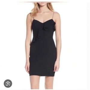 ASTR Bodycon Asymmetrical Ruffle Mini Dress